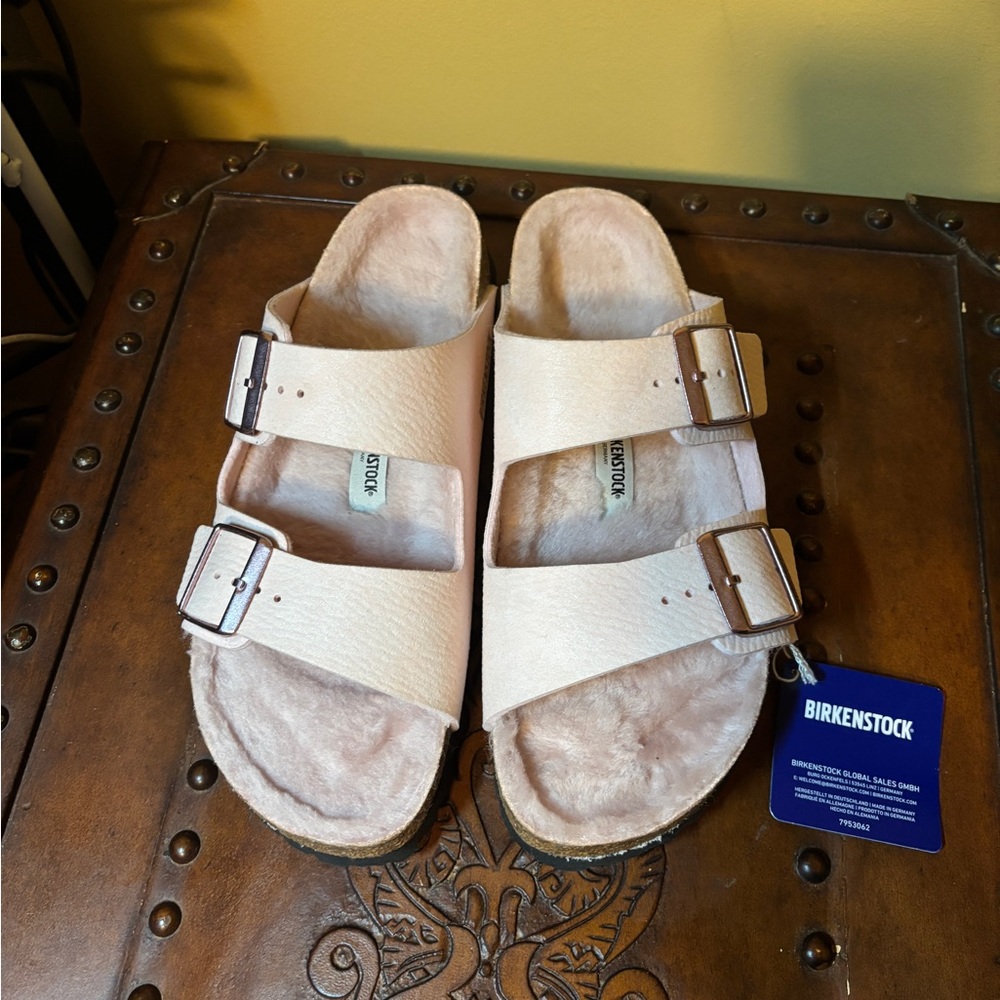 Birkenstock Shearling Arizona Two-Strap Sandals - Picture 3 of 4